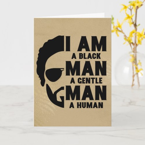 I Am A Black Man Afro Beard Gold Fathers Day Card