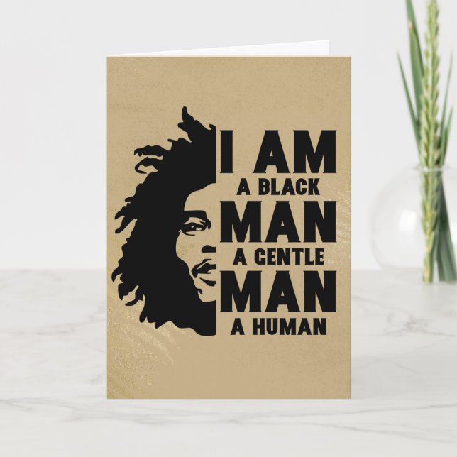 I Am A Black Man Afro Dreads Gold Customizable Card (Front)