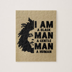 I Am A Black Man Afro Dreads Gold Customizable Jigsaw Puzzle
