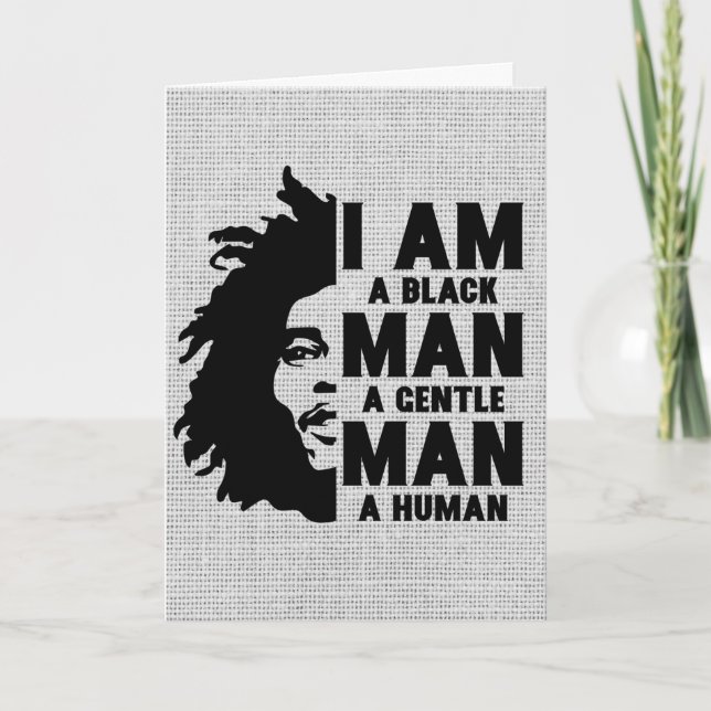 I Am A Black Man Afro Dreads Gray Customizable Card (Front)