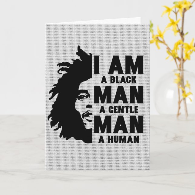 I Am A Black Man Afro Dreads Gray Father's Day Card (Yellow Flower)