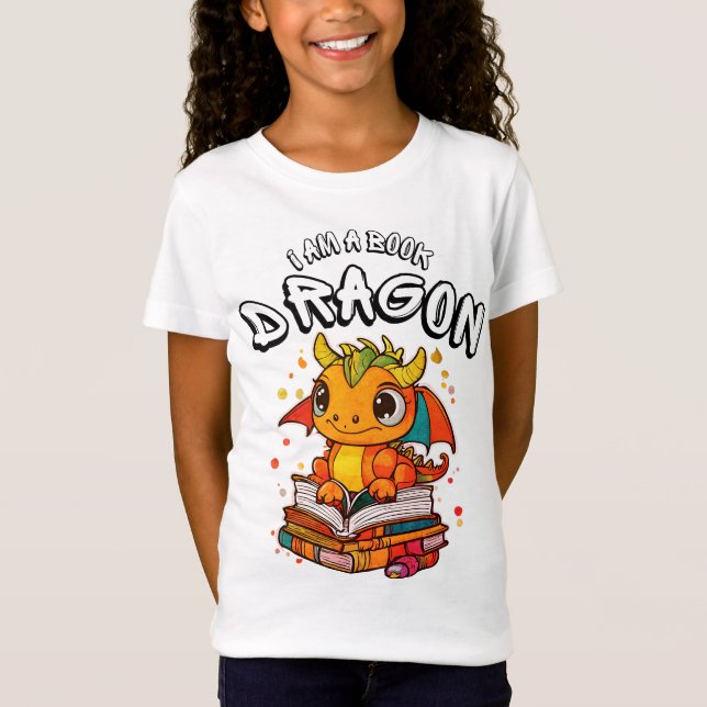 I am a book dragon fun reading t-shirt  (Front)