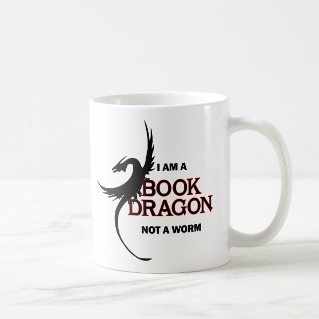 I am a Book Dragon not a Worm (printed both sides) Coffee Mug (Right)