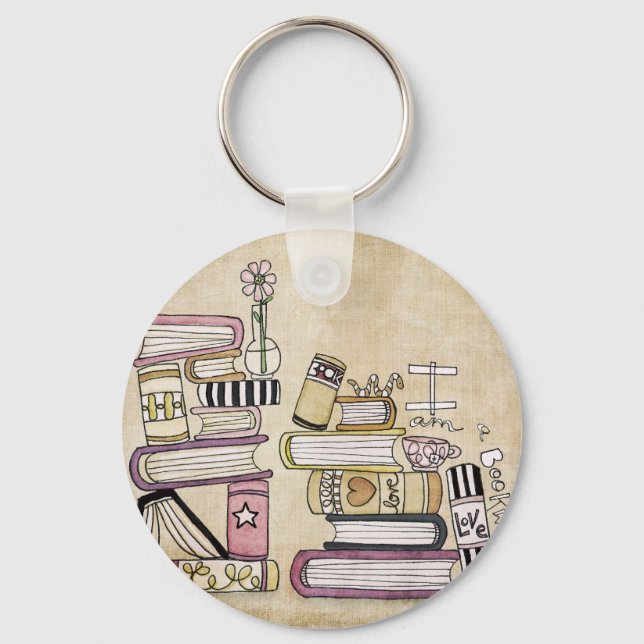 i am a bookworm keychain (Front)