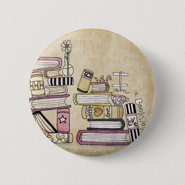 i am a bookworm pinback button (Front)