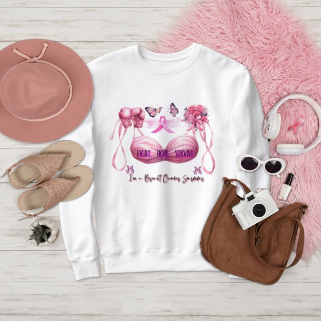 I am a Breast Cancer Survivor Pink Ribbon  Sweatshirt (Creator Uploaded)