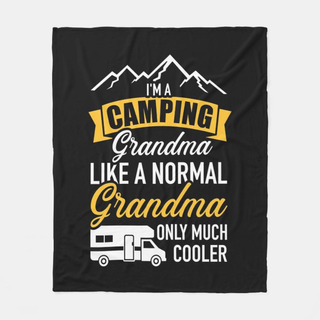 I Am A Camping Grandma Fleece Blanket (Front)