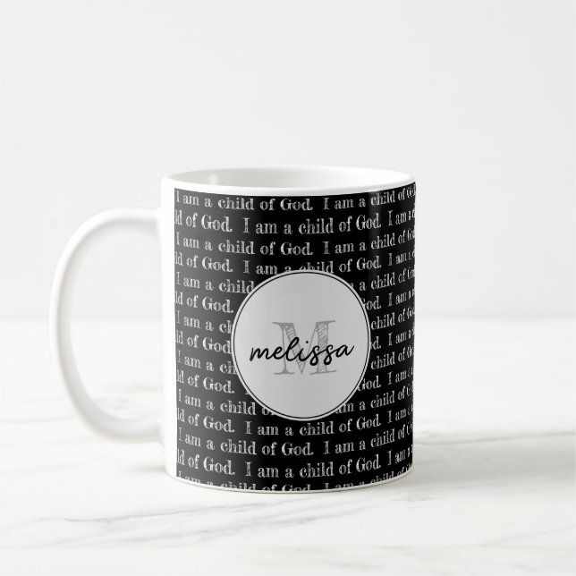 I am a child of God Black Personalized Coffee Mug (Left)