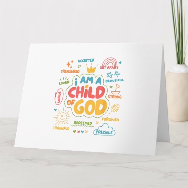 I am a Child of God Christian Retro Jesus Faith De Card (Front)