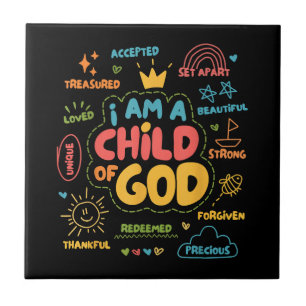 I am a Child of God Christian Retro Jesus Faith De Ceramic Tile