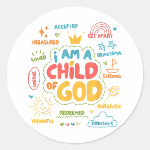 I am a Child of God Christian Retro Jesus Faith De Classic Round Sticker