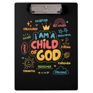 I am a Child of God Christian Retro Jesus Faith De Clipboard