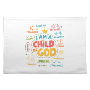 I am a Child of God Christian Retro Jesus Faith De Cloth Placemat