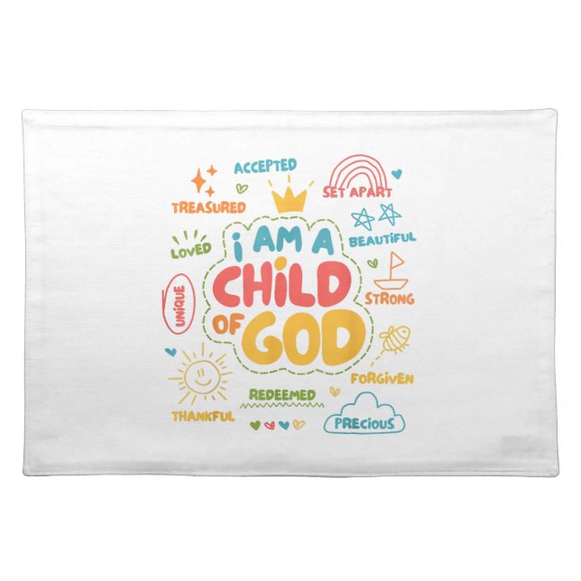 I am a Child of God Christian Retro Jesus Faith De Cloth Placemat (Front)