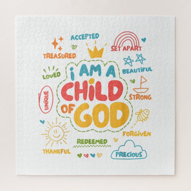 I am a Child of God Christian Retro Jesus Faith De Jigsaw Puzzle (Vertical)
