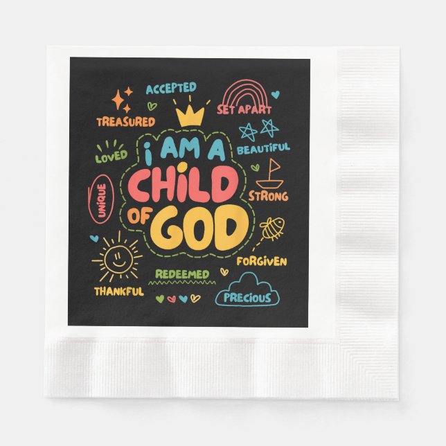 I am a Child of God Christian Retro Jesus Faith De Napkins (Front)