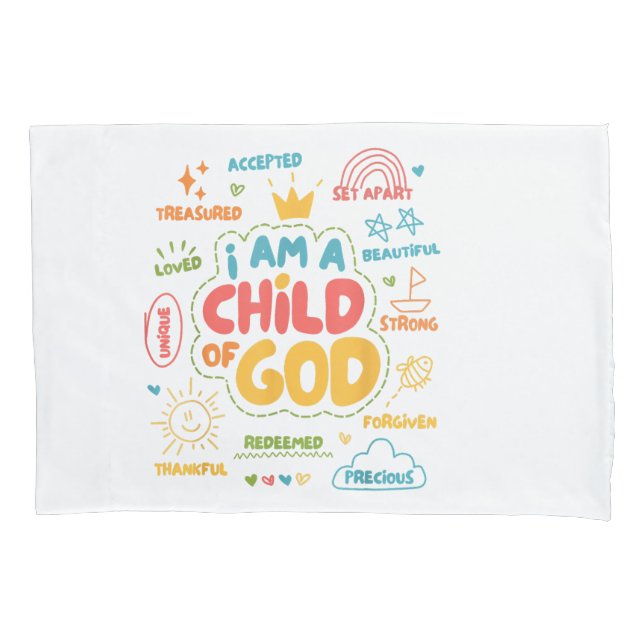 I am a Child of God Christian Retro Jesus Faith De Pillow Case (Front)