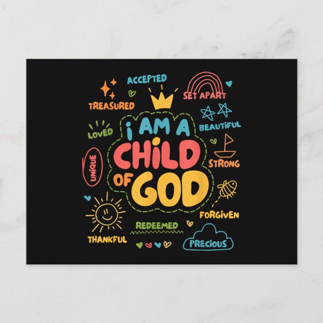 I am a Child of God Christian Retro Jesus Faith De Postcard (Front)