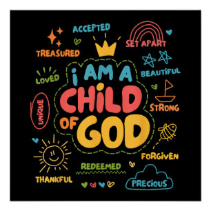 I am a Child of God Christian Retro Jesus Faith De Poster