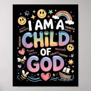 I Am A Child Of God Christian Retro Jesus Faith De Poster