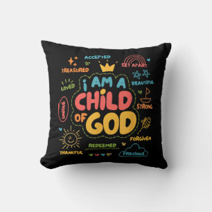 I am a Child of God Christian Retro Jesus Faith De Throw Pillow