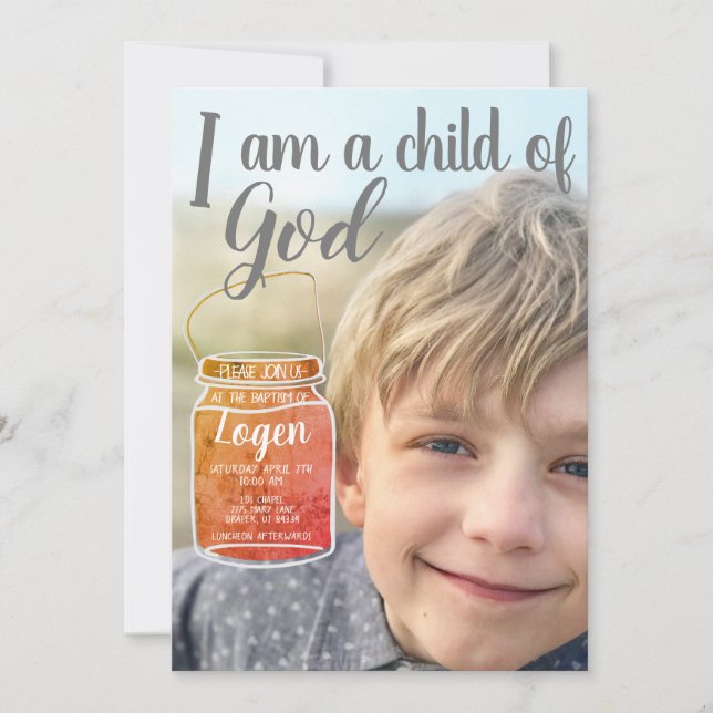 I am a child of god Custom Baptism Invitation (Front)