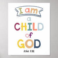 I Am A Child Of God Kids Christian Religious Poste