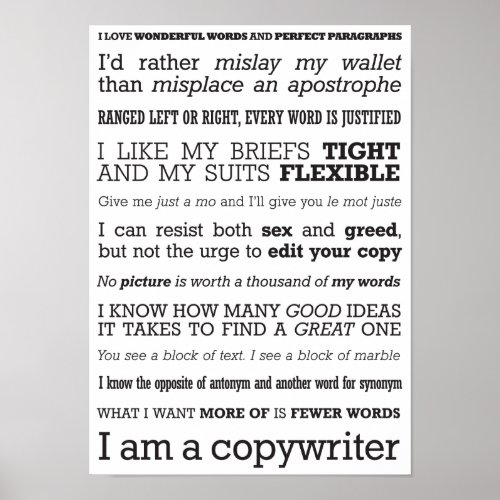 I am a copywriter poster