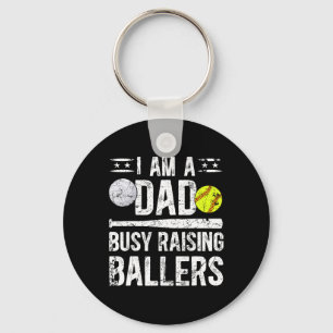I Am A Dad Busy Raising Llers Softll Volleyll Dad Keychain