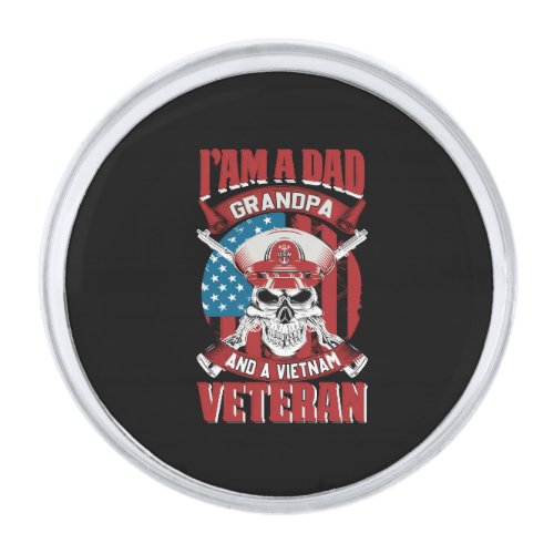 i am a dad grandpa and a vietnam veteran silver finish lapel pin