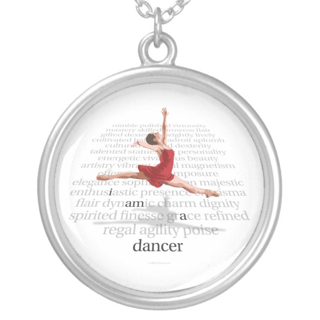 I Am A Dancer Silver Plated Necklace (Front)