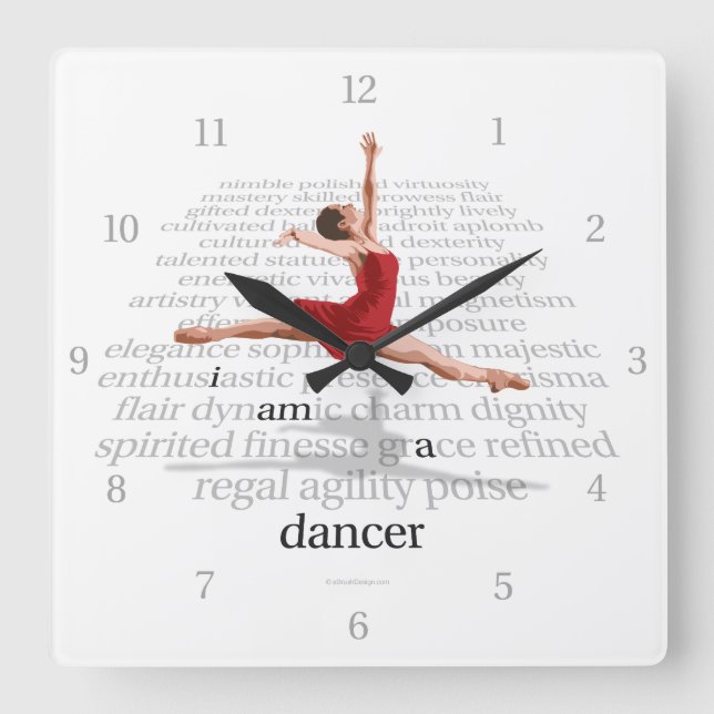 I Am A Dancer Square Wall Clock (Front)