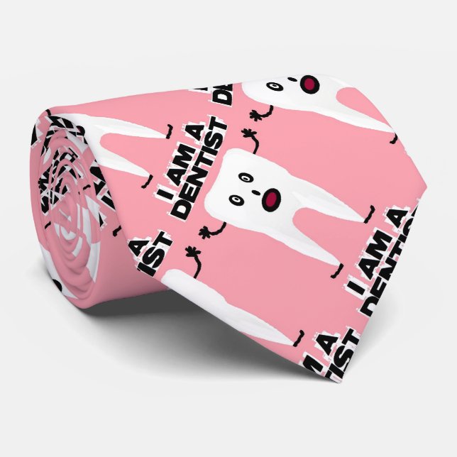 I am a Dentist Cartoon Tie (Rolled)