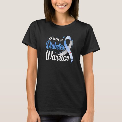 I Am A Diabetes Warrior Awareness Ribbon Diabetic T_Shirt
