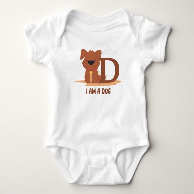 I Am A Dog Funny Letter D Baby Bodysuit (Front)