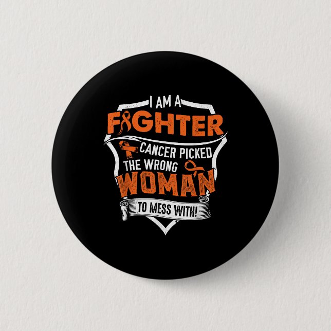 I Am A Fighter- Leukemia Cancer Awareness Supporte Button (Front)