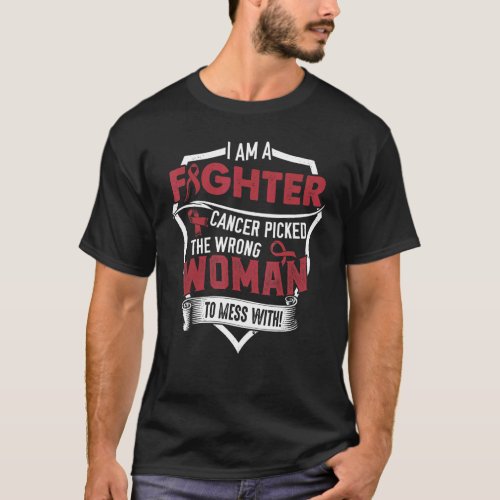 I Am A Fighter  Migraine Awareness Supporter Ribbo T_Shirt