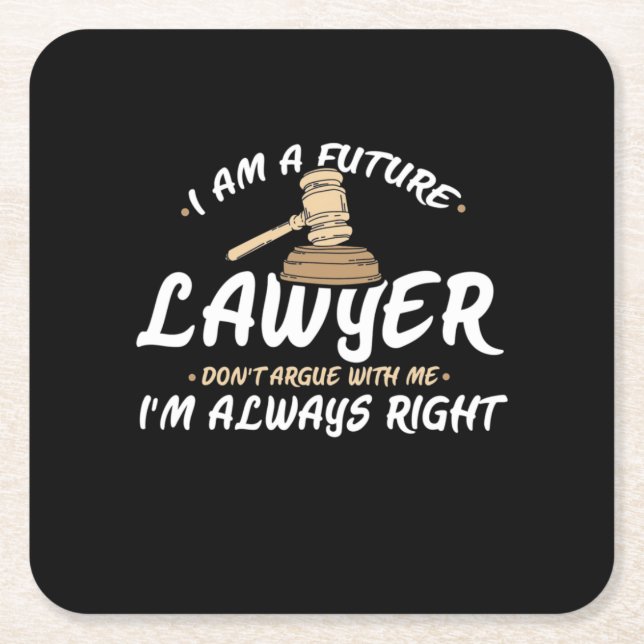 I Am A Future Lawyer Square Paper Coaster (Front)