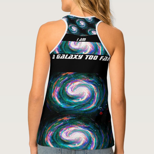 I Am A Galaxy Too Far Green Space Tank Top (Back)