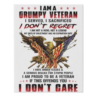 I Am A Grumpy Veteran Faux Canvas Print