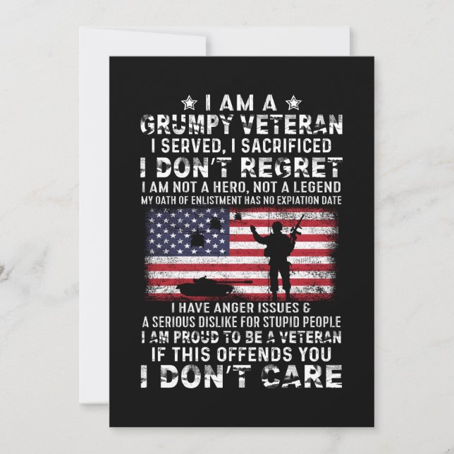 I Am A Grumpy Veteran I Served I Sacrificed I Don' Save The Date (Front)