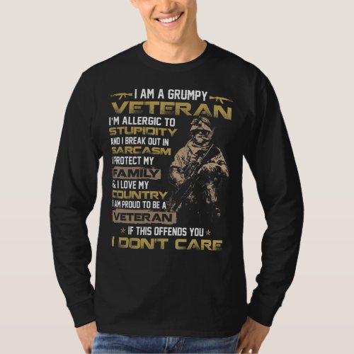 I Am A Grumpy Veteran Proud To Be Us Veteran Men F T_Shirt