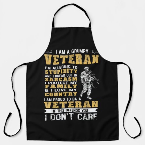 I Am A Grumpy Veteran Proud To Be Veteran Apron