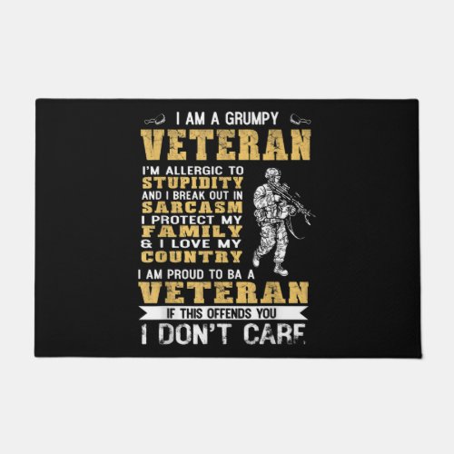 I Am A Grumpy Veteran Proud To Be Veteran Doormat
