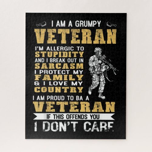 I Am A Grumpy Veteran Proud To Be Veteran Jigsaw Puzzle