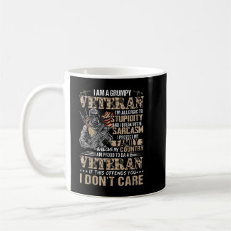 I Am A Grumpy Veteran Sarcasm American Patriot Arm Coffee Mug