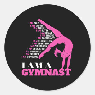 I Am A Gymnast Handstand Gymnastics Classic Round Sticker