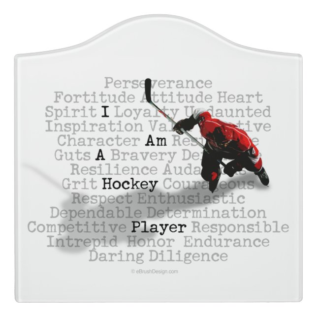 I am a Hockey Player Door Sign (Large Crest Front)