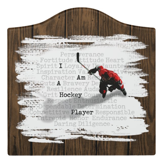 I am a Hockey Player Door Sign (Large Crest Front)