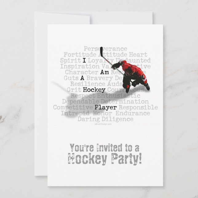 I am a Hockey Player party Invitation (Front)